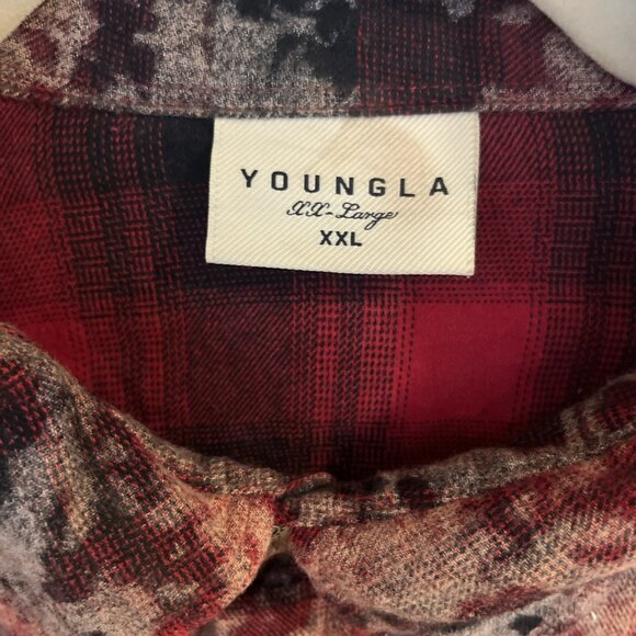 YoungLA Outlaw Flannel Shirt Sample Men's SZ Med Plaid Red/Black Sz XXL - Picture 4 of 12